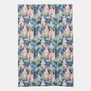 Whimsical Mushroom Cottage Pattern (8) Tea Towel
