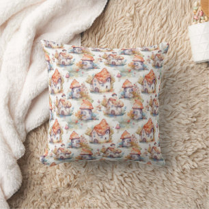 Whimsical Mushroom Cottage Pattern (9) Cushion