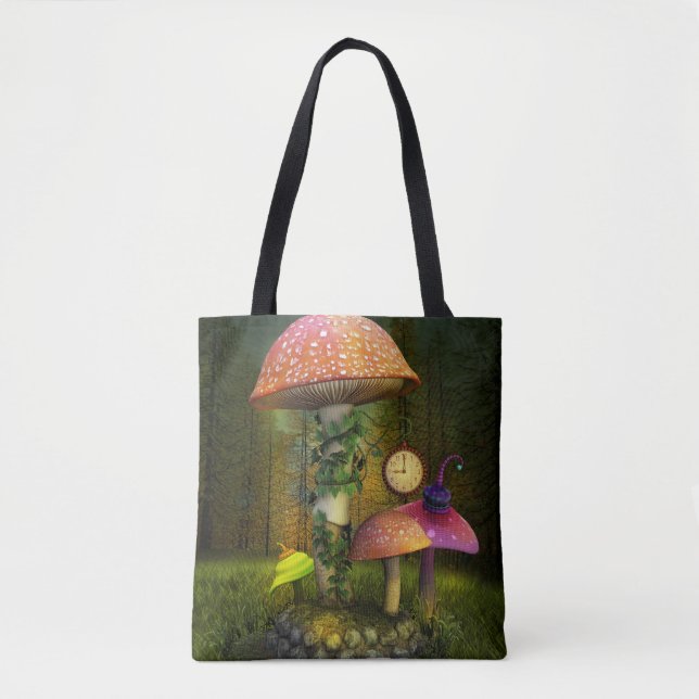 Whimsical Mushroom Fantasy Tote Bag (Front)