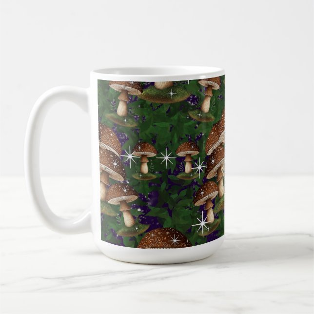 Whimsical Mushroom Forest Mug - Enchanting Nature  (Left)