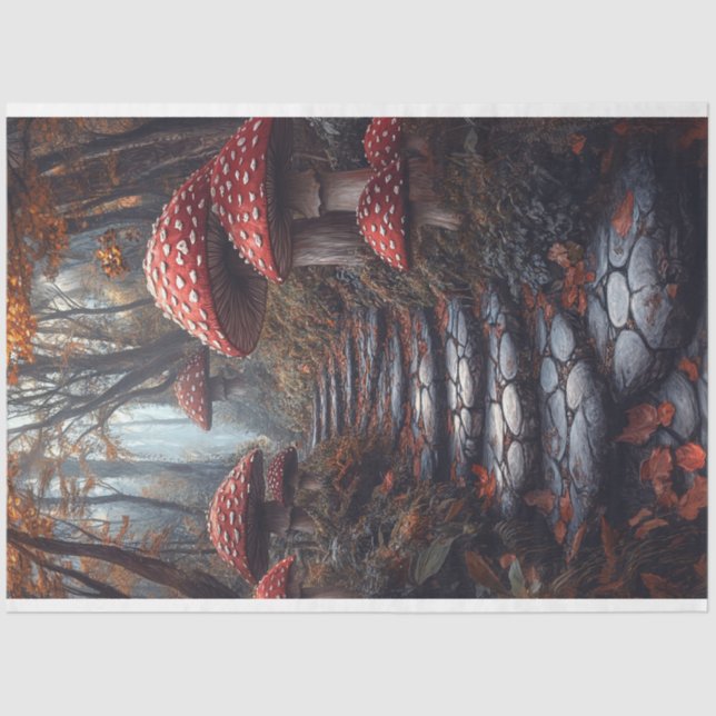 Whimsical Mushroom Forest Pathway Decoupage Tissue Paper (Front)