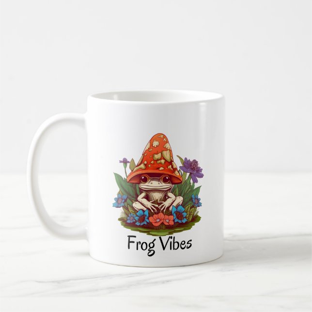 Whimsical Mushroom Frog Coffee Mug (Left)