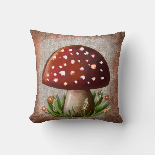 Whimsical Mushroom & Fungi Motif – Nature-Inspired Cushion (Front)