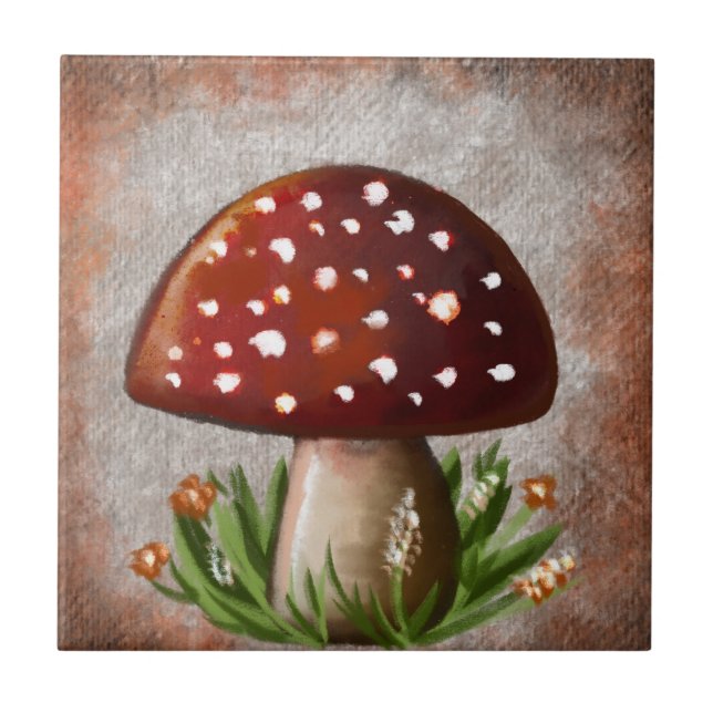 Whimsical Mushroom & Fungi Motif – Nature-Inspired Tile (Front)