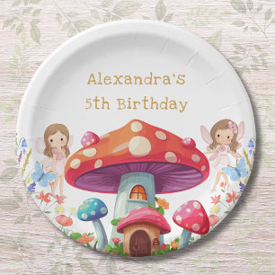 Whimsical Mushroom Girl Fairy Birthday Party Paper Plate