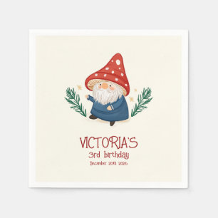 Whimsical Mushroom Gnome Birthday Party Napkin