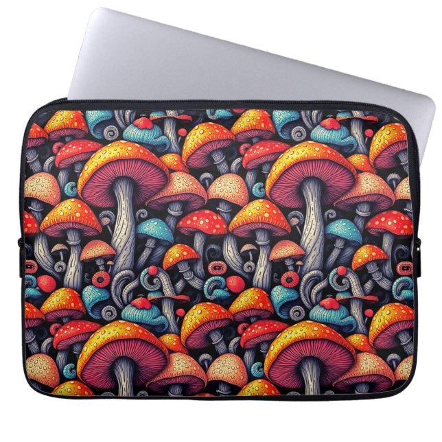 Whimsical Mushroom Groove Laptop Sleeve (Front)