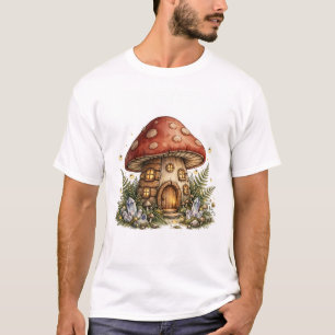 Whimsical Mushroom House — Cottagecore Fairy Tale T-Shirt