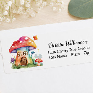 Whimsical Mushroom House Cute Watercolor Custom