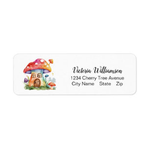 Whimsical Mushroom House Cute Watercolor Custom