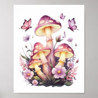Whimsical Mushroom Meadow -Enchanted Nature Poster