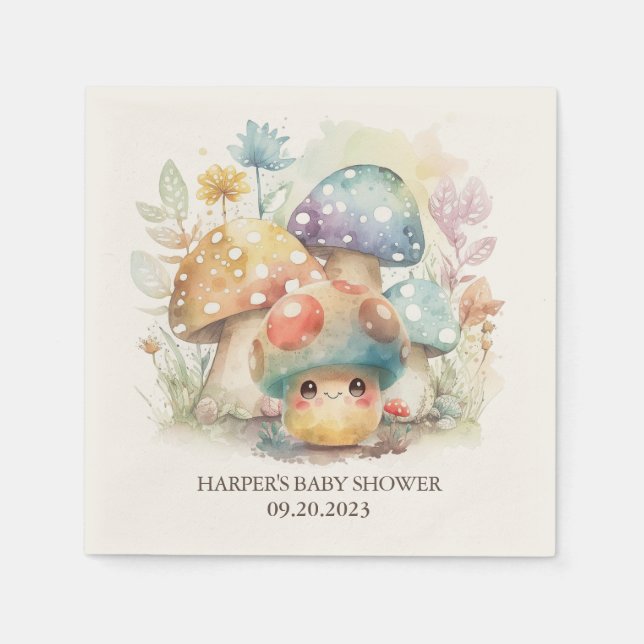 Whimsical Mushroom Napkin (Front)