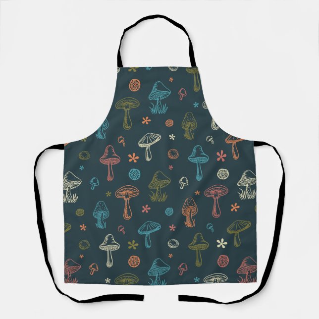 Whimsical Mushroom pattern Apron (Front)