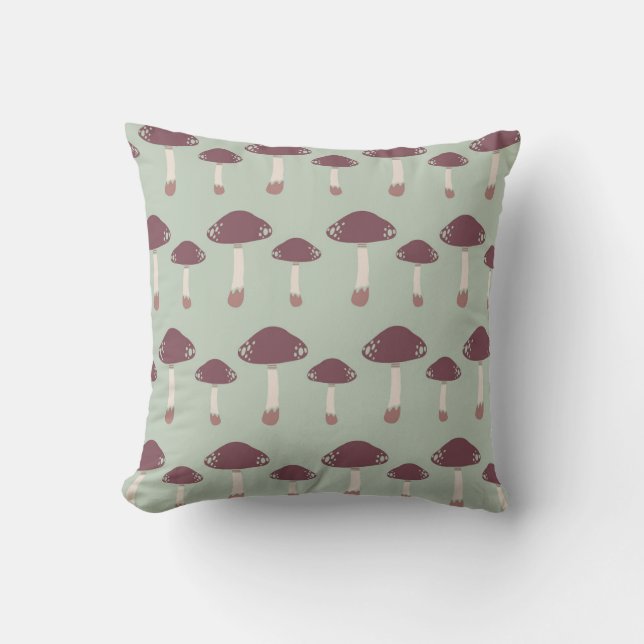 Whimsical Mushroom Pattern Cushion (Front)