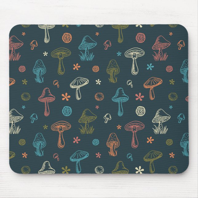 Whimsical Mushroom pattern Mouse Mat (Front)