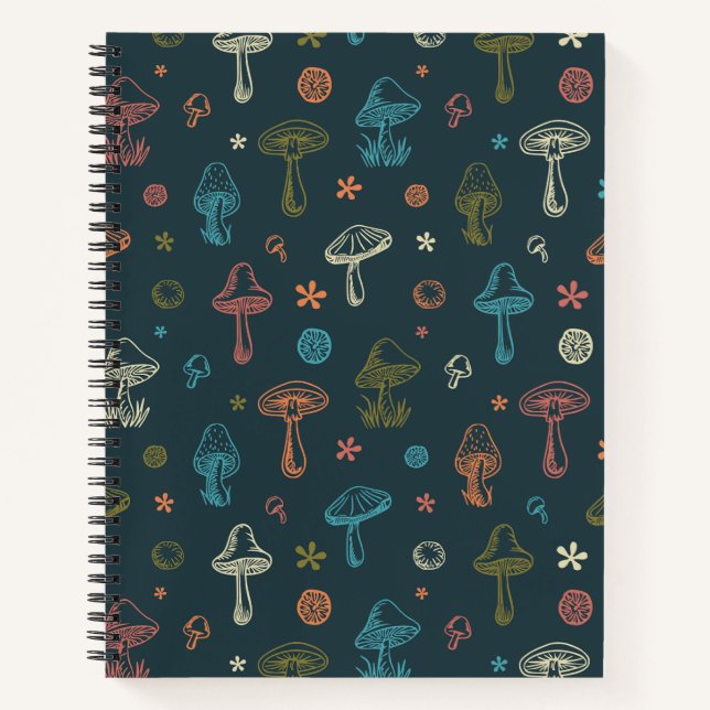 Whimsical Mushroom pattern Notebook (Front)