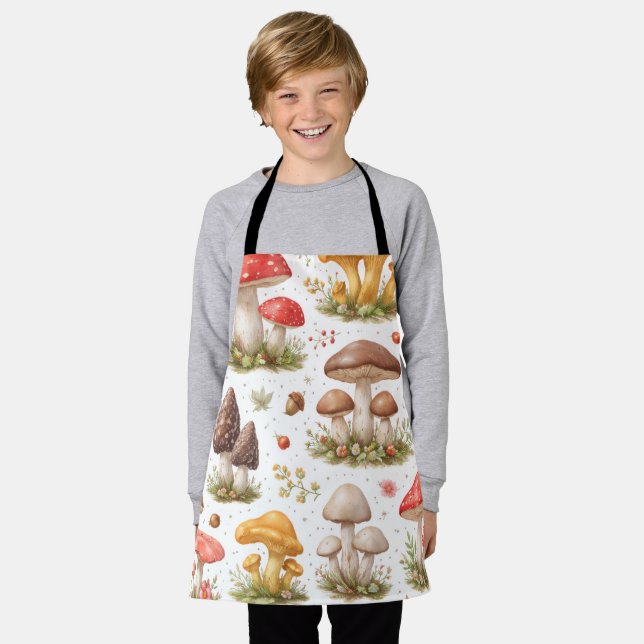 Whimsical Mushroom Pattern – Vintage Botanical  Apron (Worn)