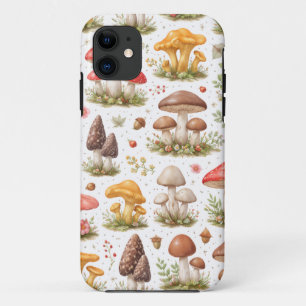 Whimsical Mushroom Pattern – Vintage Botanical iPhone 11 Case