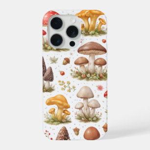 Whimsical Mushroom Pattern – Vintage Botanical iPhone 15 Pro Case