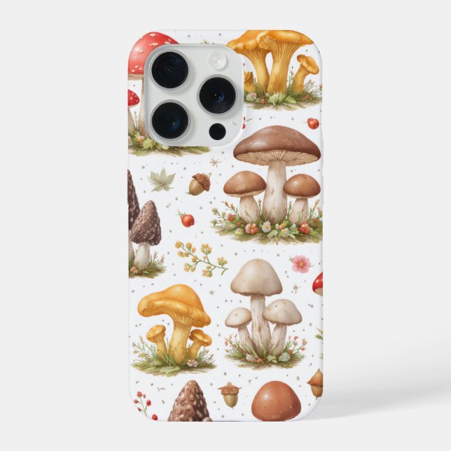 Whimsical Mushroom Pattern – Vintage Botanical  iPhone Case (Back)