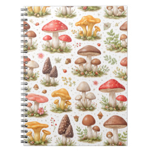 Whimsical Mushroom Pattern – Vintage Botanical Notebook