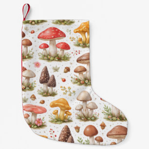 Whimsical Mushroom Pattern – Vintage Botanical  Small Christmas Stocking