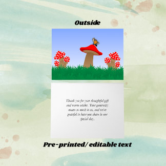 Whimsical Mushroom Personalised Thank You Card