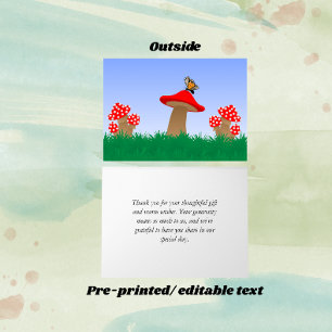 Whimsical Mushroom Personalized Thank You Card