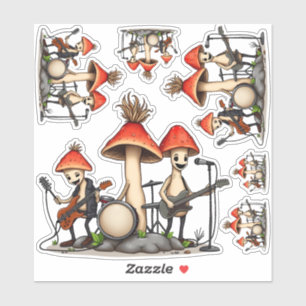 Whimsical Mushroom Rock Band Cottagecore Music Nat