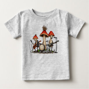 Whimsical Mushroom Rock Band Cottagecore Music Nat Baby T-Shirt