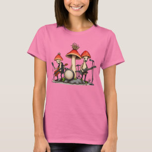 Whimsical Mushroom Rock Band Cottagecore Music Nat T-Shirt