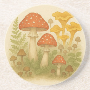 Whimsical Mushroom Sandstone Coaster – Cottagecore