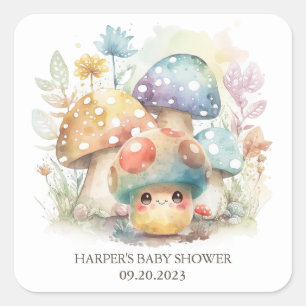 Whimsical Mushroom Square Sticker