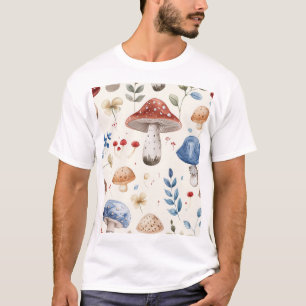 Whimsical Mushroom Wonderland   Cute Fungi Nature  T-Shirt