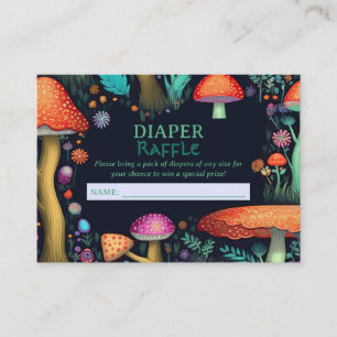 Whimsical Mushroom Woodland Forest Diaper Raffle Enclosure Card
