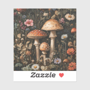 Whimsical Mushrooms and Wildflowers Botanical