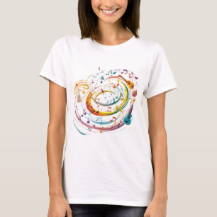 Whimsical Music Illustration with Colourful Notes  T-Shirt