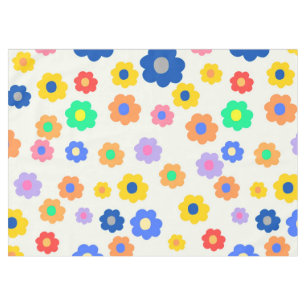Whimsical Mustard & Black Floral Retro Cheerful Tablecloth