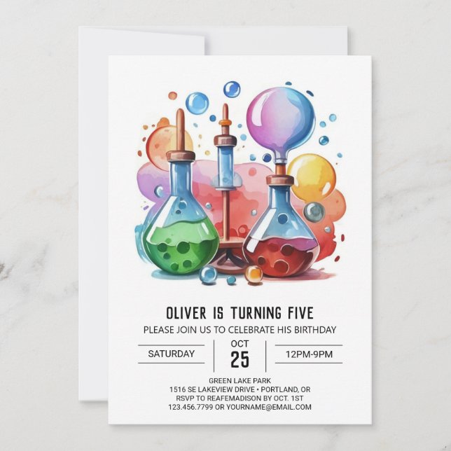 Whimsical Mystery Potion Scientist Birthday Invitation (Front)