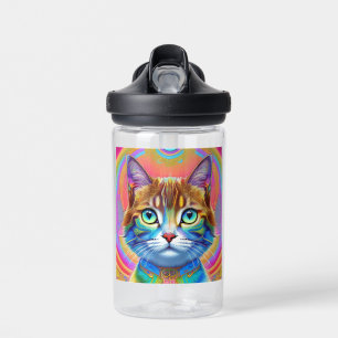 Whimsical Mystical Colourful Cat Water Bottle