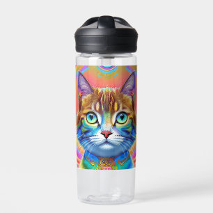 Whimsical Mystical Colourful Cat Water Bottle