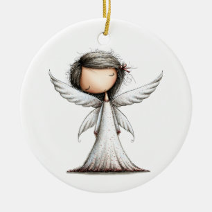 Whimsical Nativity Christmas Angel of Peace Ceramic Tree Decoration