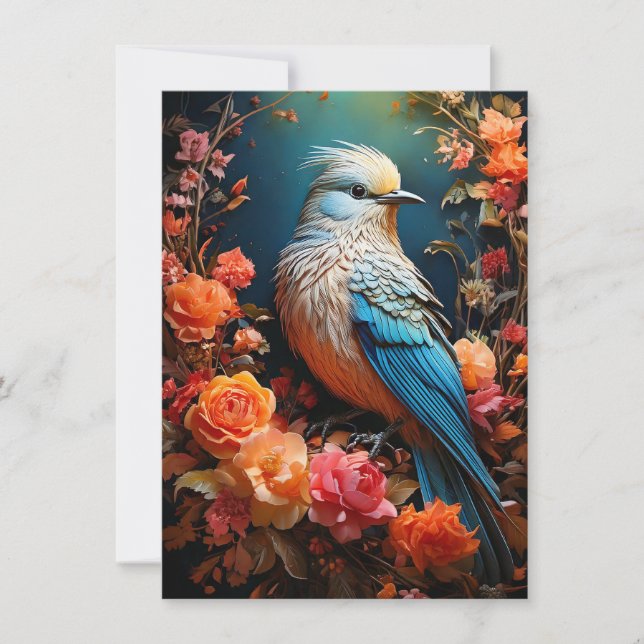 Whimsical Nature Blue Bird Card (Front)