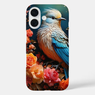 Whimsical Nature Blue Bird iPhone 16 Case