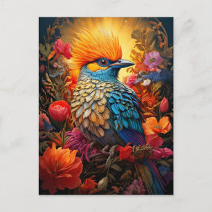 Whimsical Nature Blue Bird No 2 Postcard