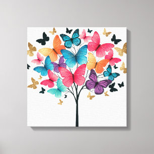 Whimsical Nature Butterfly Tree of Life Canvas Print
