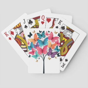 Whimsical Nature Butterfly Tree of Life Playing Cards