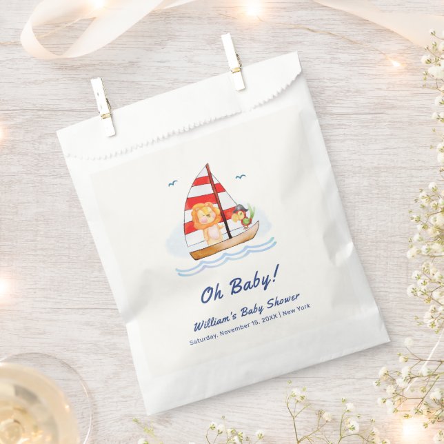 Whimsical Nautical Wild Lion Sailboat Baby Shower  Favour Bags (Clipped)