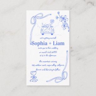 Whimsical Navy French Wedding Invitation
