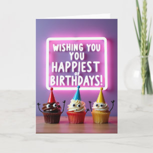Whimsical Neon Birthday Card